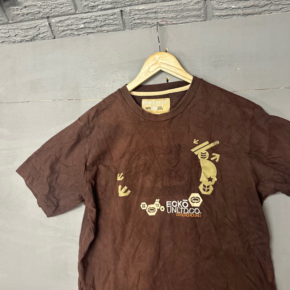 Ecko Unltd Mens XL Brown‎ Graphic T-Shirt Otherground Rhino Logo Streetwear Y2K